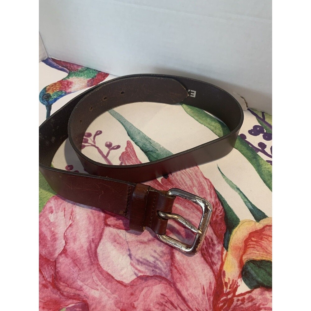 EXPRESS Men's Brown Italian Leather Single Prong Distressed Belt Sz Small
